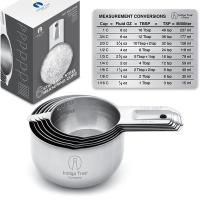 6 piece Measuring Cups Set with Conversions Magnet