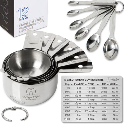 12 piece Measuring Cups & Spoons with Conversions Magnet