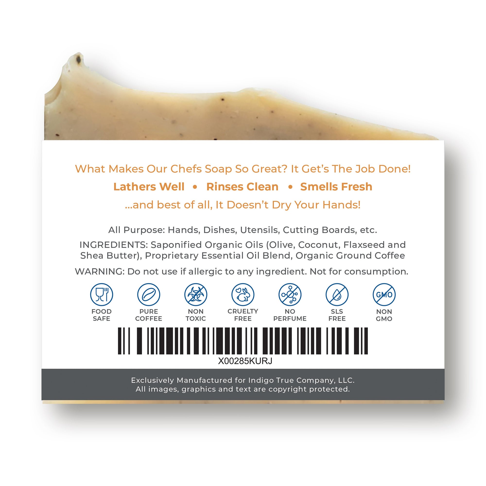 Chefs Soap Bar - Ground Coffee and Essential Oils (4oz)