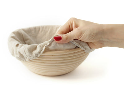 8.5" Banneton Basket with Cloth Liner and Flexible Bowl Scraper