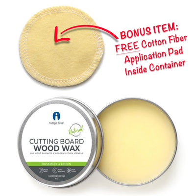 Cutting Board Wax - Butcher Block Conditioner - Food Safe Wood Sealer - Made in USA with Pure Beeswax & Coconut Oil & Rosemary & Lemon Essential Oils, 4 oz. 1 piece
