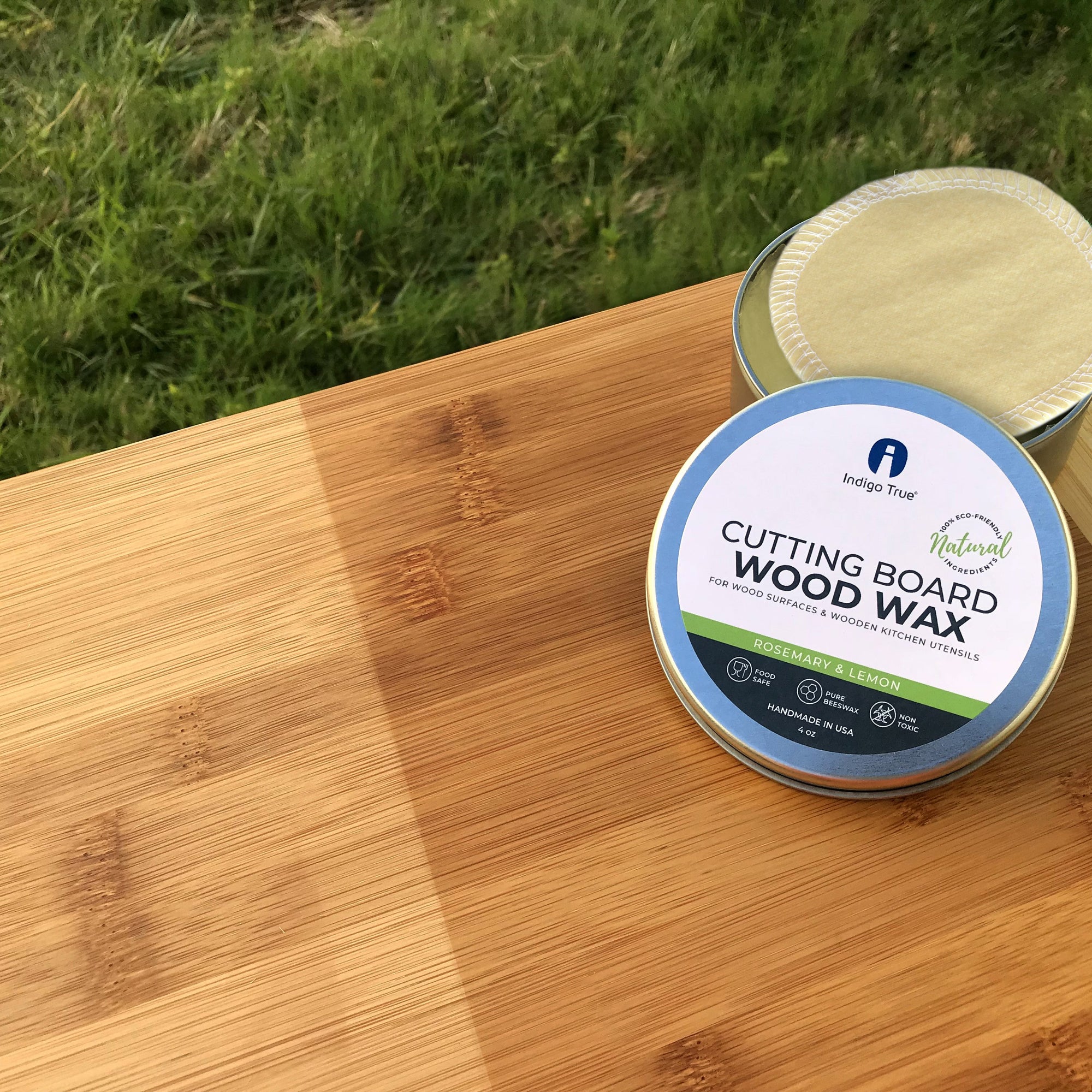 Cutting Board Wax - Butcher Block Conditioner - Food Safe Wood Sealer - Made in USA with Pure Beeswax & Coconut Oil & Rosemary & Lemon Essential Oils, 4 oz. 1 piece