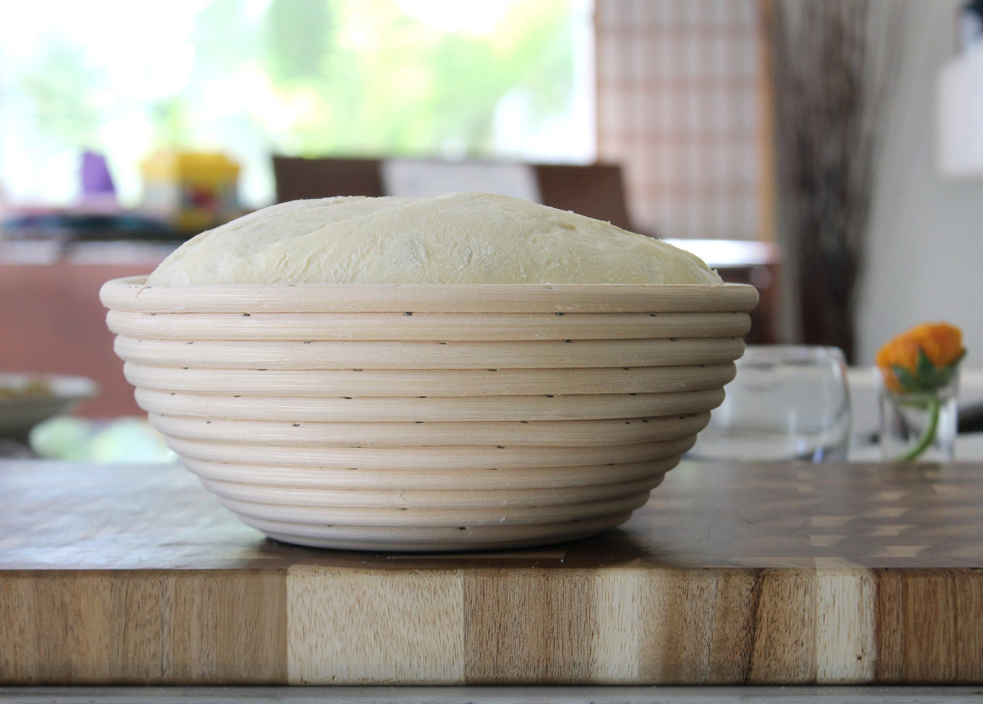 8.5" Banneton Basket with Cloth Liner and Flexible Bowl Scraper